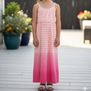 Jumping Beans striped ombré gradient pink sleeveless maxi girls dress